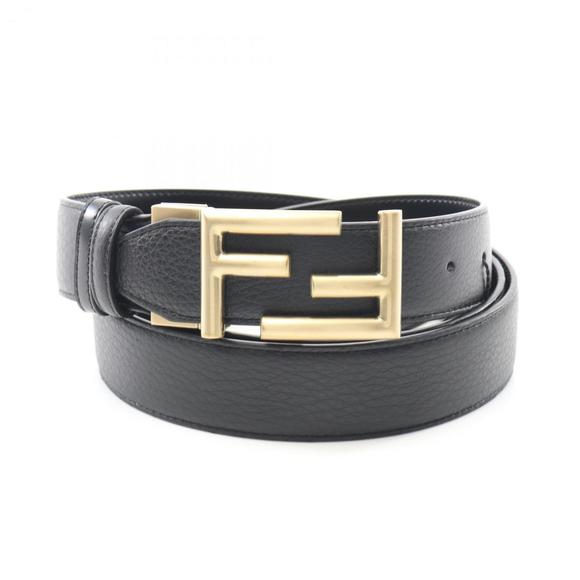 FENDI FF Buckle Belt Clothing Leather Men's Black 7C034470JF05TC - Picture 1 of 5